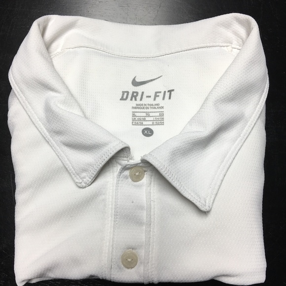 NIKE DRI-FIT XL POLYESTER WHITE 3-BUTTON POLO EUC - Picture 2 of 8